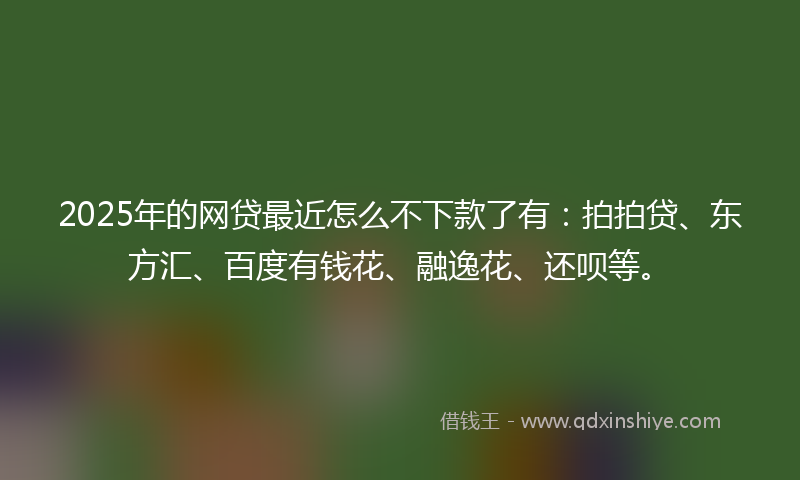 2025年的网贷最近怎么不下款了有：拍拍贷、东方汇、百度有钱花、融逸花、还呗等。