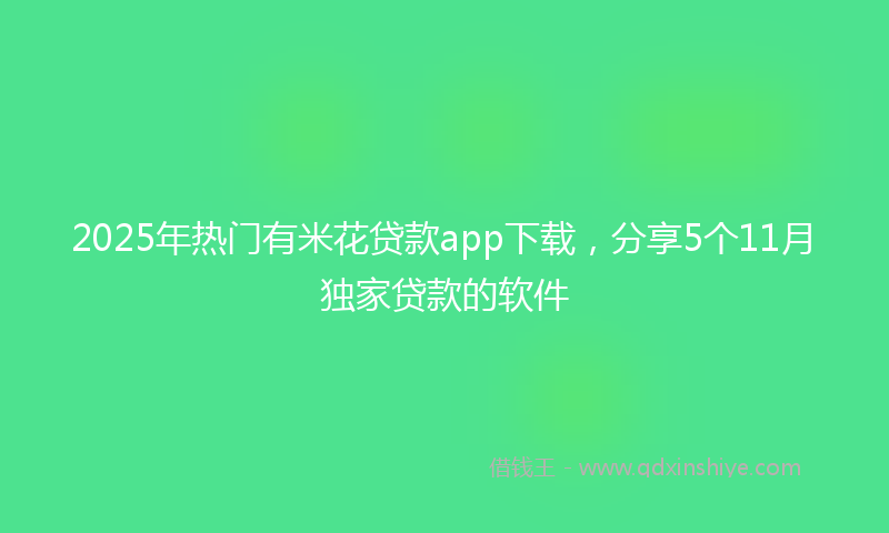 2025年热门有米花贷款app下载，分享5个11月独家贷款的软件