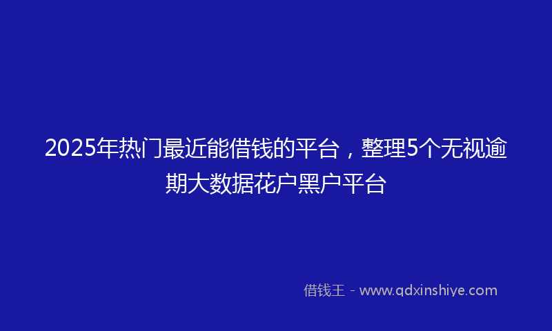 2025年热门最近能借钱的平台，整理5个无视逾期大数据花户黑户平台
