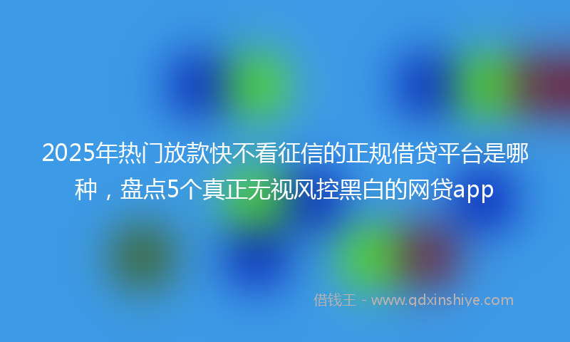 2025年热门放款快不看征信的正规借贷平台是哪种，盘点5个真正无视风控黑白的网贷app