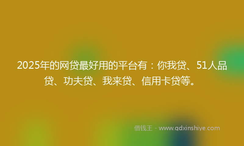2025年的网贷最好用的平台有：你我贷、51人品贷、功夫贷、我来贷、信用卡贷等。