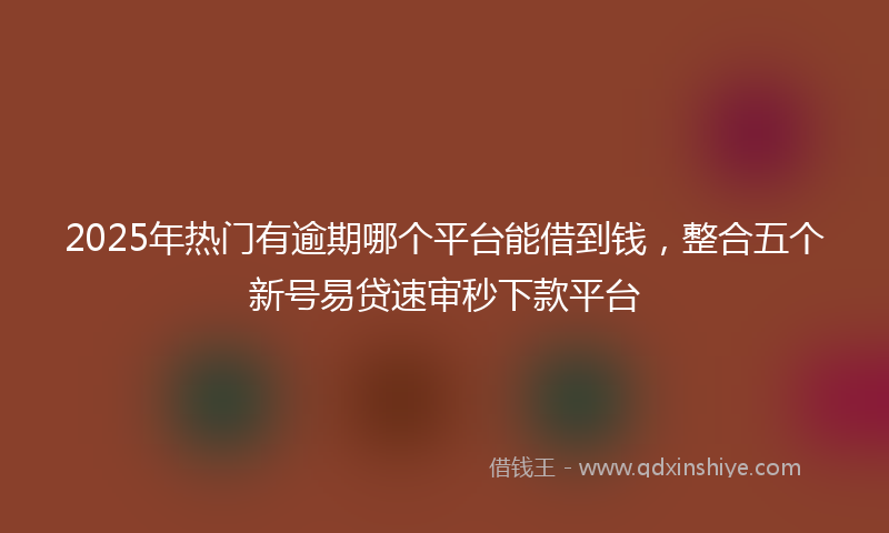 2025年热门有逾期哪个平台能借到钱，整合五个新号易贷速审秒下款平台