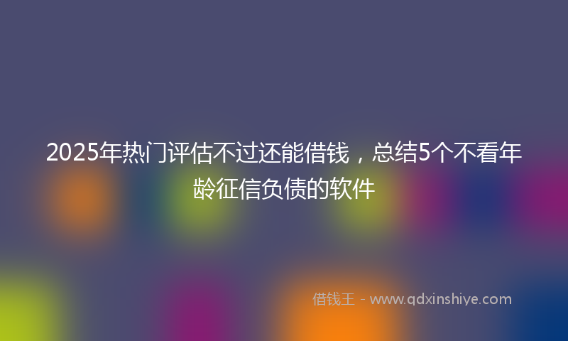 2025年热门评估不过还能借钱，总结5个不看年龄征信负债的软件