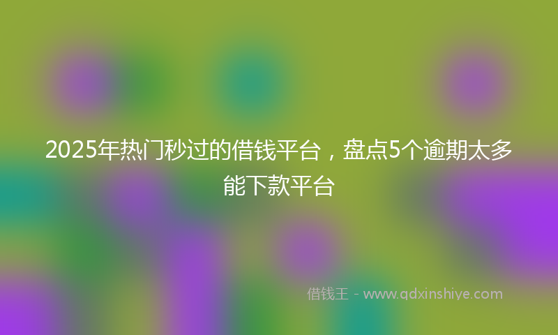 2025年热门秒过的借钱平台，盘点5个逾期太多能下款平台