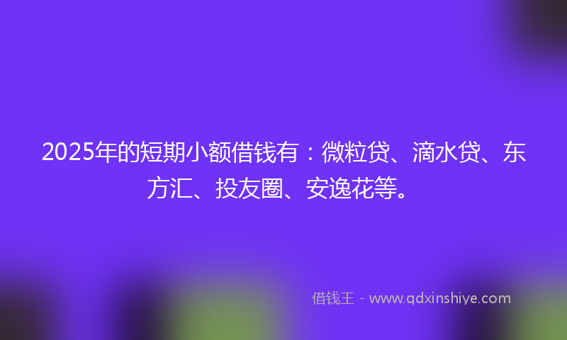 2025年的短期小额借钱有：微粒贷、滴水贷、东方汇、投友圈、安逸花等。