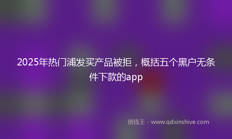 2025年热门浦发买产品被拒，概括五个黑户无条件下款的app