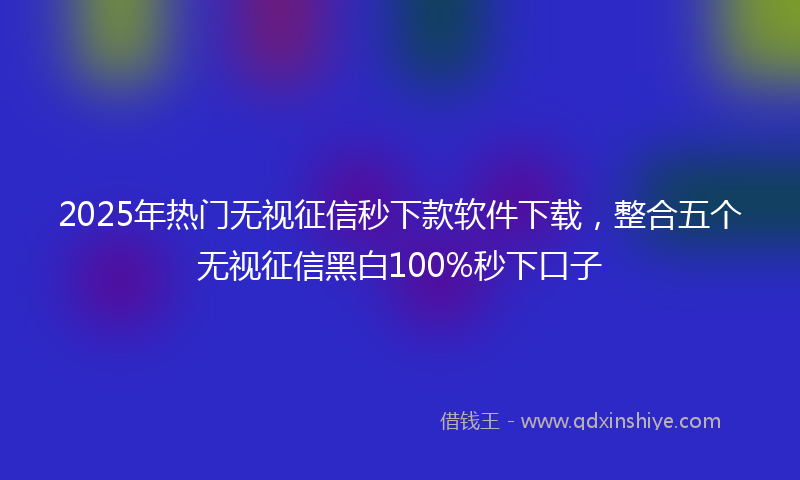 2025年热门无视征信秒下款软件下载，整合五个无视征信黑白100%秒下口子
