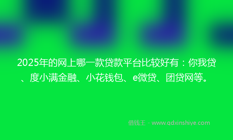 2025年的网上哪一款贷款平台比较好有：你我贷、度小满金融、小花钱包、e微贷、团贷网等。