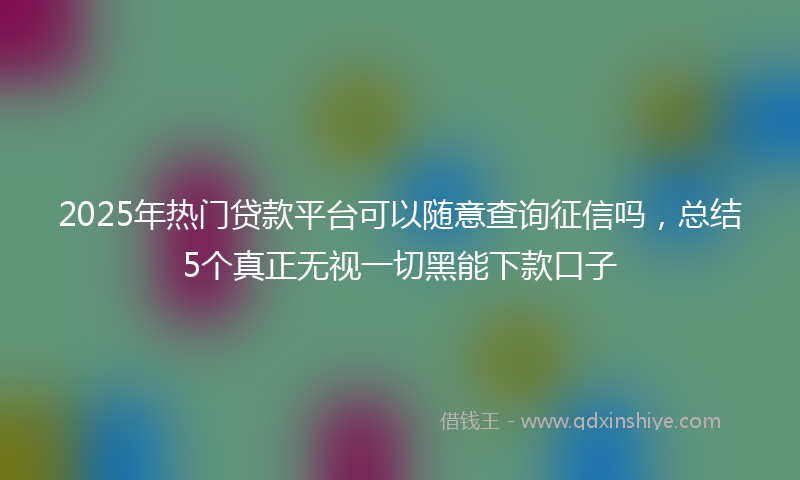 2025年热门贷款平台可以随意查询征信吗，总结5个真正无视一切黑能下款口子