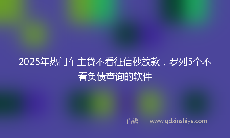 2025年热门车主贷不看征信秒放款，罗列5个不看负债查询的软件