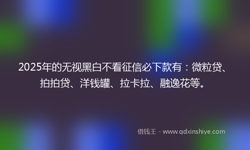 2025年的无视黑白不看征信必下款有：微粒贷、拍拍贷、洋钱罐、拉卡拉、融逸花等。
