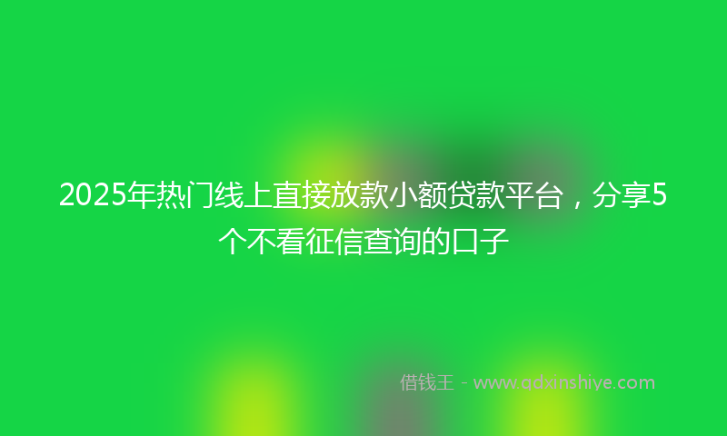 2025年热门线上直接放款小额贷款平台，分享5个不看征信查询的口子