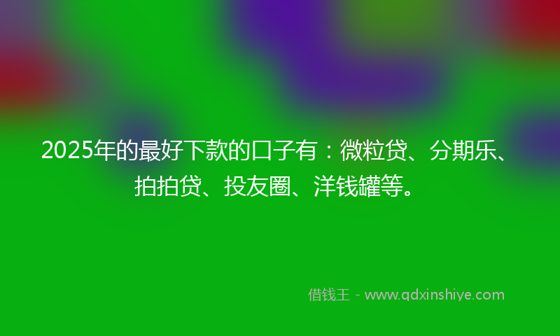 2025年的最好下款的口子有：微粒贷、分期乐、拍拍贷、投友圈、洋钱罐等。