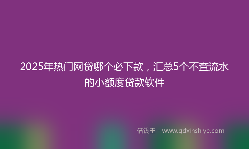 2025年热门网贷哪个必下款，汇总5个不查流水的小额度贷款软件