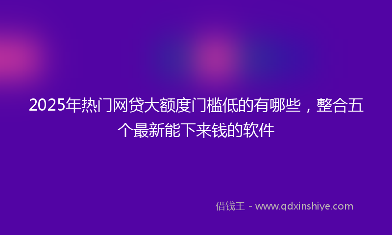 2025年热门网贷大额度门槛低的有哪些，整合五个最新能下来钱的软件