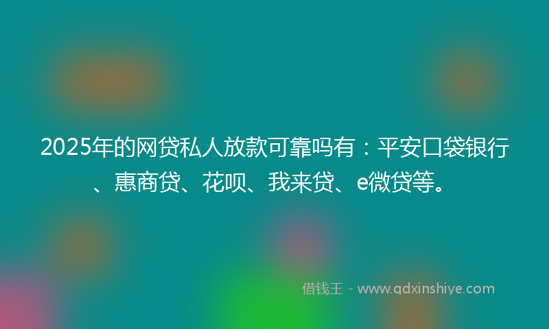 2025年的网贷私人放款可靠吗有：平安口袋银行、惠商贷、花呗、我来贷、e微贷等。