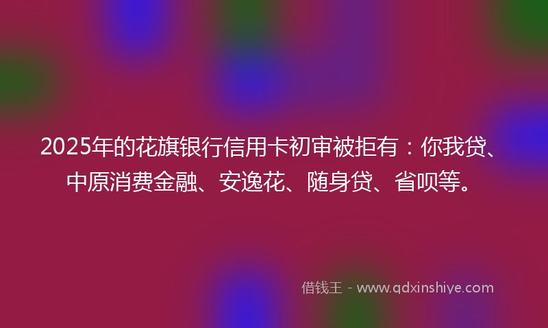 2025年的花旗银行信用卡初审被拒有：你我贷、中原消费金融、安逸花、随身贷、省呗等。