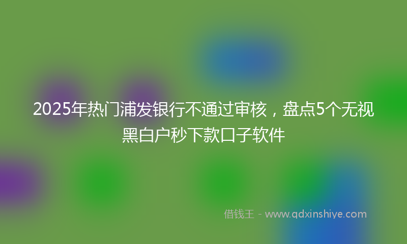 2025年热门浦发银行不通过审核，盘点5个无视黑白户秒下款口子软件