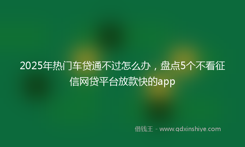 2025年热门车贷通不过怎么办，盘点5个不看征信网贷平台放款快的app