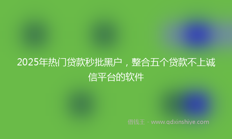 2025年热门贷款秒批黑户，整合五个贷款不上诚信平台的软件
