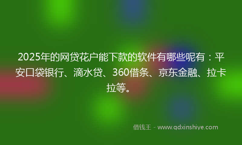 2025年的网贷花户能下款的软件有哪些呢有：平安口袋银行、滴水贷、360借条、京东金融、拉卡拉等。