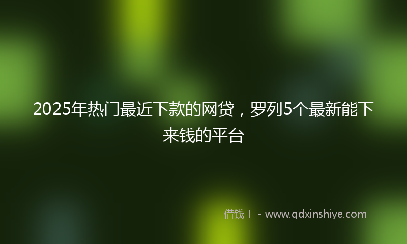 2025年热门最近下款的网贷，罗列5个最新能下来钱的平台
