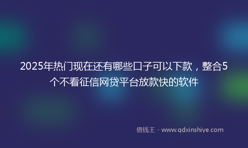 2025年热门现在还有哪些口子可以下款，整合5个不看征信网贷平台放款快的软件