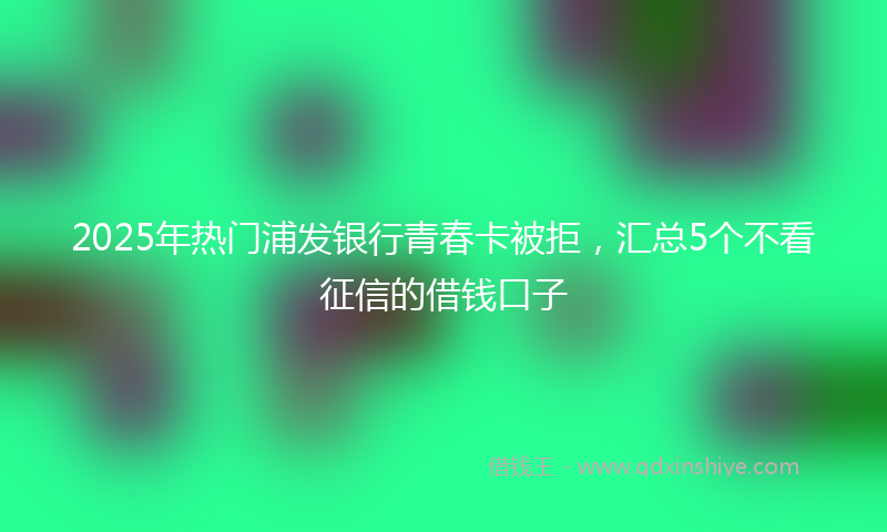 2025年热门浦发银行青春卡被拒，汇总5个不看征信的借钱口子