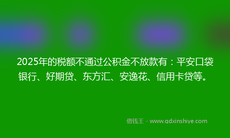 2025年的税额不通过公积金不放款有：平安口袋银行、好期贷、东方汇、安逸花、信用卡贷等。
