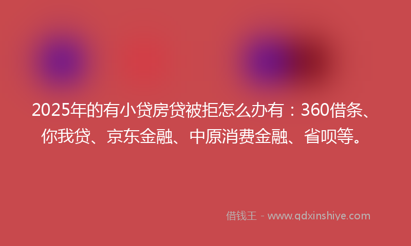 2025年的有小贷房贷被拒怎么办有：360借条、你我贷、京东金融、中原消费金融、省呗等。