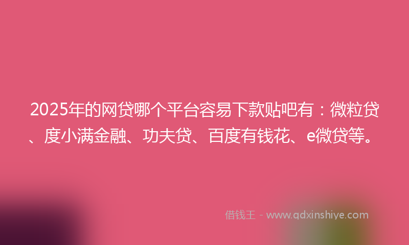 2025年的网贷哪个平台容易下款贴吧有：微粒贷、度小满金融、功夫贷、百度有钱花、e微贷等。
