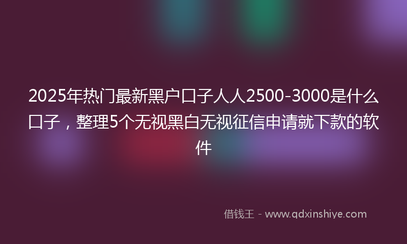 2025年热门最新黑户口子人人2500-3000是什么口子，整理5个无视黑白无视征信申请就下款的软件