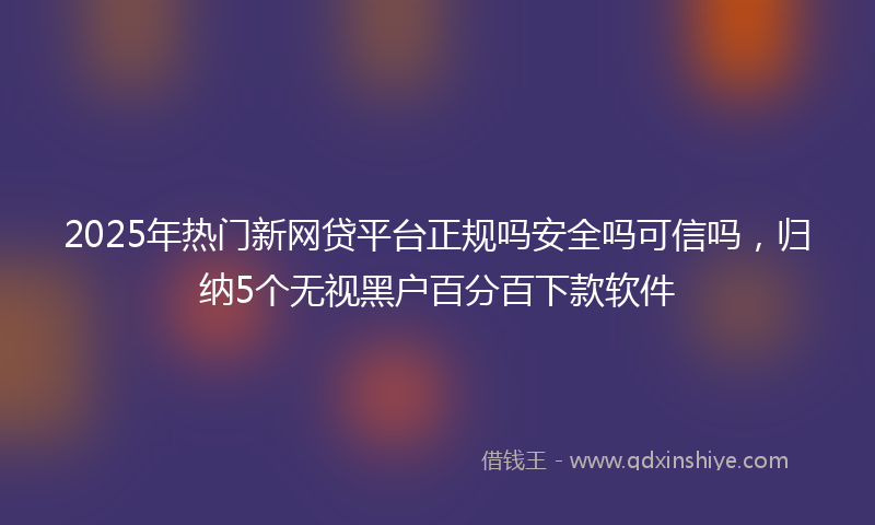 2025年热门新网贷平台正规吗安全吗可信吗，归纳5个无视黑户百分百下款软件