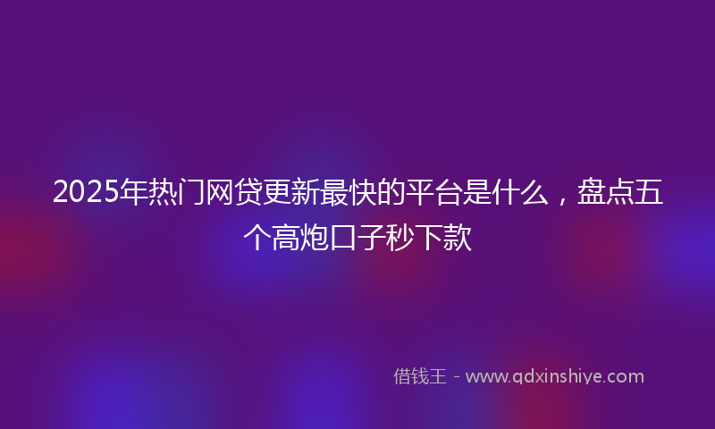2025年热门网贷更新最快的平台是什么，盘点五个高炮口子秒下款