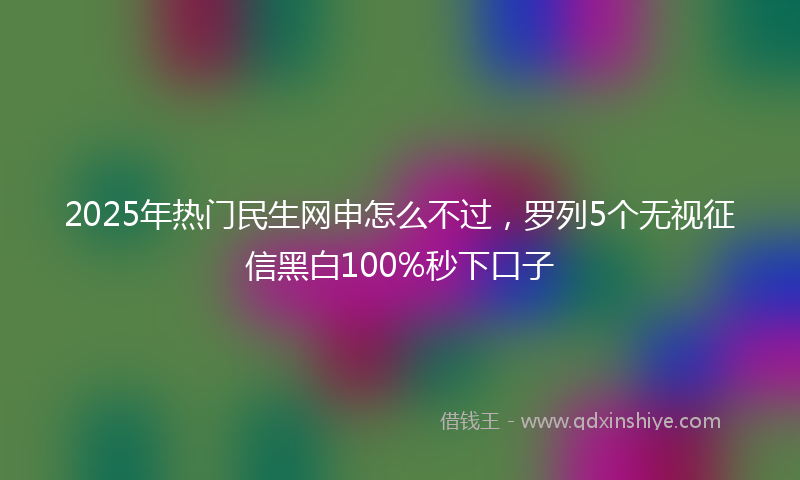 2025年热门民生网申怎么不过，罗列5个无视征信黑白100%秒下口子