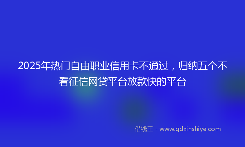 2025年热门自由职业信用卡不通过，归纳五个不看征信网贷平台放款快的平台