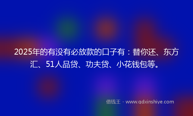 2025年的有没有必放款的口子有：替你还、东方汇、51人品贷、功夫贷、小花钱包等。