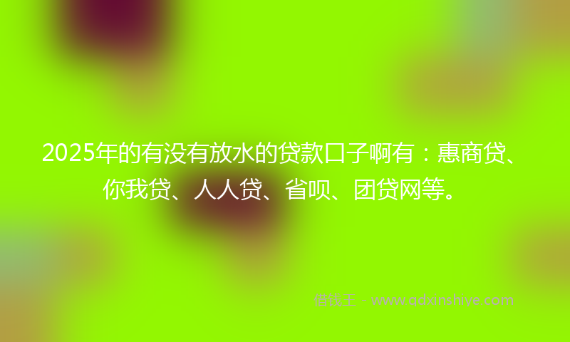 2025年的有没有放水的贷款口子啊有：惠商贷、你我贷、人人贷、省呗、团贷网等。