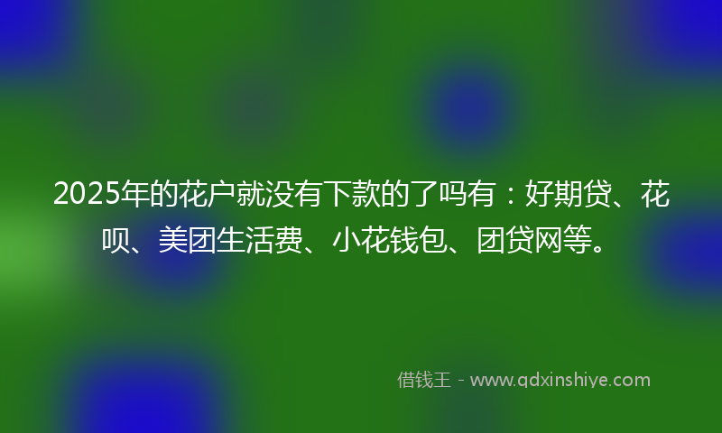 2025年的花户就没有下款的了吗有：好期贷、花呗、美团生活费、小花钱包、团贷网等。