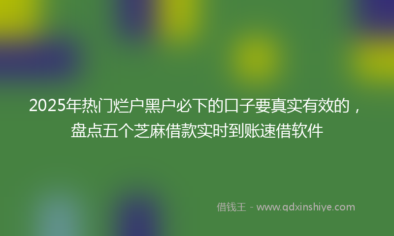 2025年热门烂户黑户必下的口子要真实有效的，盘点五个芝麻借款实时到账速借软件