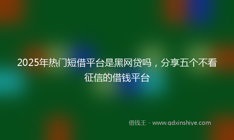 2025年热门短借平台是黑网贷吗，分享五个不看征信的借钱平台