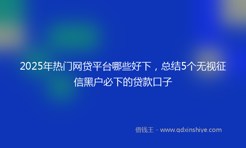 2025年热门网贷平台哪些好下，总结5个无视征信黑户必下的贷款口子
