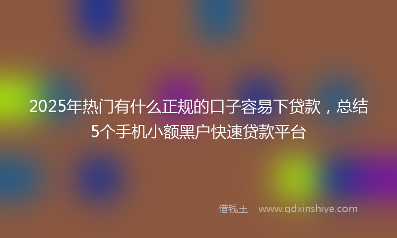 2025年热门有什么正规的口子容易下贷款，总结5个手机小额黑户快速贷款平台
