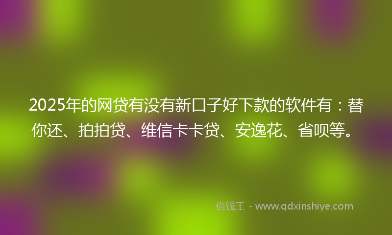 2025年的网贷有没有新口子好下款的软件有：替你还、拍拍贷、维信卡卡贷、安逸花、省呗等。