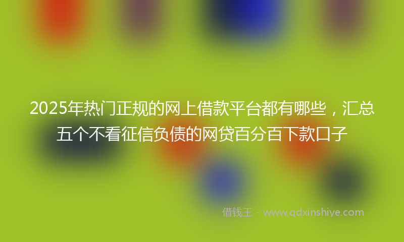 2025年热门正规的网上借款平台都有哪些，汇总五个不看征信负债的网贷百分百下款口子