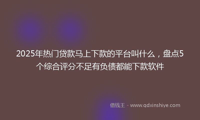2025年热门贷款马上下款的平台叫什么，盘点5个综合评分不足有负债都能下款软件