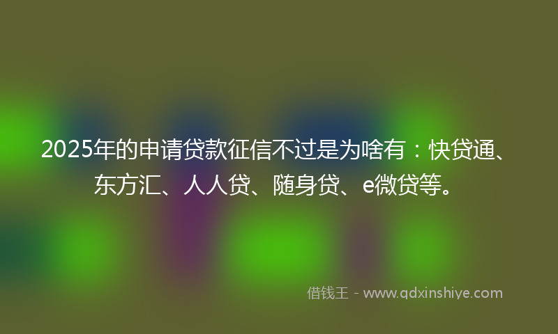 2025年的申请贷款征信不过是为啥有：快贷通、东方汇、人人贷、随身贷、e微贷等。