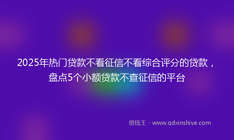2025年热门贷款不看征信不看综合评分的贷款，盘点5个小额贷款不查征信的平台