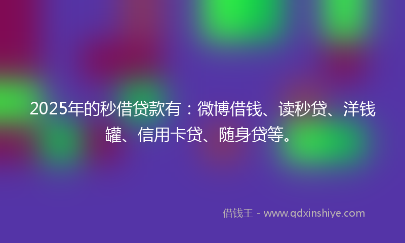 2025年的秒借贷款有：微博借钱、读秒贷、洋钱罐、信用卡贷、随身贷等。