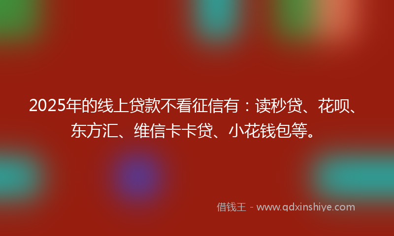 2025年的线上贷款不看征信有：读秒贷、花呗、东方汇、维信卡卡贷、小花钱包等。